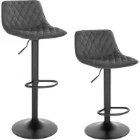 Happyment Barkruk Tornia deluxe - Industrial - Donkergrijs - Barkrukken set van 2 - Barstoel Kruk - Barstoelen met rugleuning - Keukenstoel - In hoogte verstelbaar - Velvet