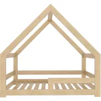 Need Sleep - Montessori Kinderbed Huisbed Peuterbed met Uitvalbescherming - Naturel Hout - 90x200 cm - symmetrisch