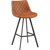 Happyment Barkruk Modern - Oranje - Met rugleuning - Voetsteun - Voor Keuken en Bar - Kunstleer - Set van 1