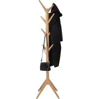 Happyment Luxe Staande kapstok - 8 haken - Kapstok staand - Premium hout - 180cm - Bruin