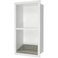 Happiq Verzonken Opbergkast - Inbouwnis - Voor Badkamer en Keuken - 2-Laags Ingebouwd Nisrek - RVS - Wit