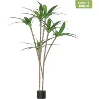 ACXIN Kunstplant Boom Brasilhout - Kunstmatige Indoor Outdoor Boom - Natuurhout Stam - PVC Bladeren - 180cm Hoogte