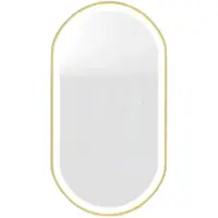 Happyment LED Badkamerspiegel Opulence - Met verlicht - Gouden Frame - Dimbaar - Make up - Ovale spiegel - Anti-mist - 60x120cm