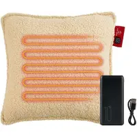Feel Home - Verwarmend Kussen - Teddy - Gebroken wit 45x45cm - met 10000mAh Power bank