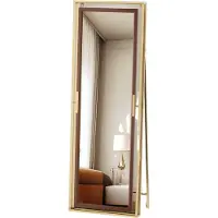 Happyment Spiegel Luminara - Grote Passpiegel 160 cm - Staande of Wandmontage - Modern Metaal Frame - Voor Slaapkamer, Woonkamer & Kast
