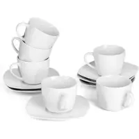 Happyment Prestina Mokkenset - 6 stuks - Wit - Dinerborden - Bordenset - Diepe borden - Ontbijtborden - Servies