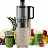 Safecourt Kitchen Slow Juicer - krachtige motor [Pre-cutter & Cold-press technologie] - eenvoudige reiniging - BPA-vrij - sapcentrifuge Beige