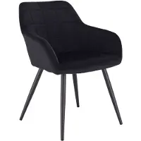 Happyment Luxe Eetkamerstoelen - Velvet Zwart - Fauteuils met armleuning - Woonkamerstoelen - Keukenstoelen - Kuipstoel - Set van 1