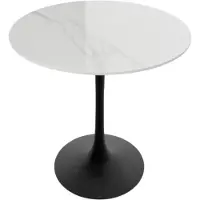 Happyment Grandiose 78 cm Hoge Ronde Keuken Eettafel - Gesinterde Stenen Top met Voetstuk Base - Bistro Tafel voor Vrije Tijd en Hoogte