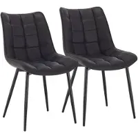 Happyment Luxe Eetkamerstoelen - Donkergrijs - Fauteuils met armleuning - Woonkamerstoelen - Keukenstoelen - Kuipstoel - PU leer - Set van 2