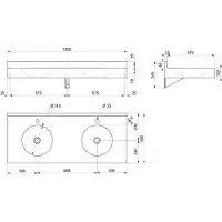 Delabie serie WT DUPLO, model RP, 2 plaatsen, aansluiting Hl.D35, zonder overlapping, uitvoering: roestvast staal 1.4301