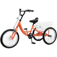 Happyment Kinderfiets Fioren - 16 Inch - Kinder fiets driewieler - Oranje - Met mand - Kinderdriewieler - Voor jongens