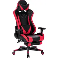 Happyment Luxe Gaming stoel - Rood - Met voetsteun - Gamestoel - Verstelbaar in hoogte - Chair - Ergonomische bureaustoel - Chair - Kunstleer