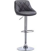 Happyment Designer Barkruk Daria - Met rugleuning - Stevig - Ergonomische barstoel - Zithoogte 60 - 82cm - Grijs - Set van 1 - Keuken en bar - In hoogte verstelbaar