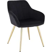 Happyment Stoel Ziva - Eetkamerstoel - Zwart Velvet - Gouden Metalen poten - set van 1 - Zithoogte 47cm - deluxe