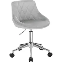 Happyment Bureaustoel deluxe - Voor volwassenen - Grijs - Op wielen - Ergonomische bureaustoel - Velvet - In hoogte verstelbaar