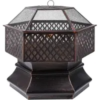 Happyment Tuinbarbecue Zyrell - Vuurkorf - Vuurschaal - Terrashaard - Rookbarbecue - Voor Buiten BBQ - Stalen Kopsapparaat met Brandvertragende Gaasafdekking - 76 cm