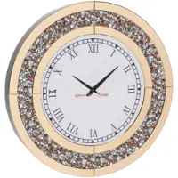 Happyment Spiegel klok Fioren - Elegante Spiegel klok - Goud - Ronde wandspiegel - 60 - Zonder verlichting - Woonkamer