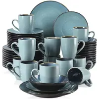 Happyment Velentino Serviesset - 48 delig - 12 persoons - Groen - Dinerborden - Bordenset - Ontbijtborden - Diepe borden - Servies - Keukenservies