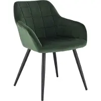 Happyment Stoel Nero - Eetkamerstoel - Donkergroen Velvet - Zwarte Metalen poten - set van 1 - Zithoogte 47cm - deluxe