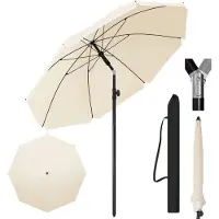 Happyment Zonnescherm voor koeien – Geschikt voor balkon, strand of tuin – Verstelbaar en kantelbaar tot 45° – UV-bestendig en waterafstotend – Beige – 175 cm