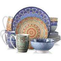 Happiq Aristelle Serviesset - 16 delig - 4 persoons - Mix kleur - Dinerborden - Bordenset - Diepe borden - Ontbijtborden - Servies - Keukenservies