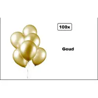 Partyxplosion 100x Ballonnen goud metalic 28cm - Carnaval thema feest party oud en nieuw