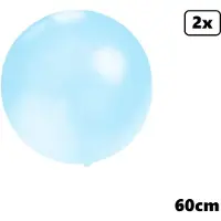 Partyxplosion 2x Mega Ballon 60 cm lichtblauw - Super Ballon carnaval festival feest party verjaardag landen helium lucht thema