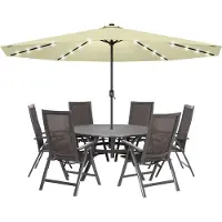 ACXIN handmatige parasol - 300 cm - Beige - kantelbaar - met LED‑verlichting