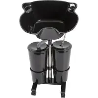Happiq Mobiele wasbak - Haarwasbak - Wastafel - Kapper - Mobiele thuiskapper - In Hoogte Verstelbaar - Diepe Wasbak voor Thuis, Kapper & Schoonheidssalon/Spa - Zwart