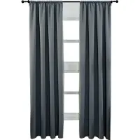 Happyment Gordijnen set Diva 2 stuks - Donkergrijs 117x138cm - Verduisterend - met Plooiband - Fluweel Isolerend
