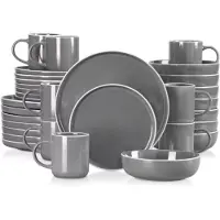 Happyment Bellavita Serviesset - 32 delig - 8 persoons - Grijs - Dinerborden - Bordenset - Diepe borden - Ontbijtborden - Servies - Keukenservies