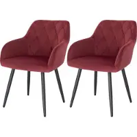 In And OutdoorMatch Set van 2 velvet eetkamerstoelen - modern & elegant - zachte bekleding - ergonomische vorm - stevig onderstel - tijdloze uitstraling - bordeaux