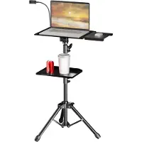 Happiq Projectorstatief - Laptopstatief – Opvouwbaar Statief met Plateau - Voor Studio, Presentatie - Staand Computerbureau - Hoogte 125 cm - Zonder wielen