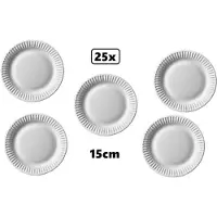 TakeAware 25x Bordje 15cm karton wit - gebaksbord - Sup free amuse tapas snack taart festival thema feest verjaardag wegwerp