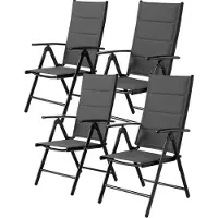 Happiq Tuinstoelen set Valora van 2 - Inklapbaar - Lounge stoel - Rugleuning met 7 verstelbare instellingen, met armleuningen, weerbestendige buitenstoel aluminium structuur - Donkergrijs