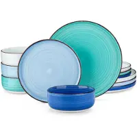 Happyment Santivo Serviesset - 12 delig - 4 persoons - Rainbow - Dinerborden - Bordenset - Diepe borden - Ontbijtborden - Servies - Keukenservies