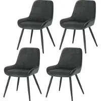 In And OutdoorMatch Set van 4 fluwelen eetkamerstoelen - stevig & ergonomisch - luxe uitstraling - optimaal zitcomfort - modern design - donkergrijs