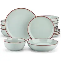 Happyment Tida Serviesset - 16 delig - 4 persoons - Baby grijs - Dinerborden - Bordenset - Diepe borden - Ontbijtborden - Servies - Keukenservies