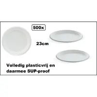 TakeAware 500x Bord 23cm wit - Suikerriet en vrij van PFAS - Diner amuse tapas snack taart festival thema feest verjaardag wegwerp