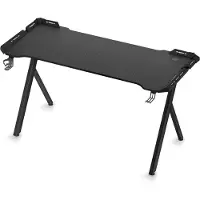ACXIN Gaming Bureau - Y-Frame met RGB LED Verlichting - Ergonomisch Computerbureau met Carbon Fiber Blad, Bekerhouder en Koptelefoonhaak - 140x60x75 cm - Zwart
