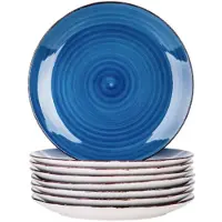 Happiq Vivenza Serviesset Ventina - 8 delig - 8 persoons - Donkerblauw - Dinerborden - Bordenset - Diepe borden - Ontbijtborden - Servies - Keukenservies