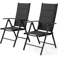 Happiq Tuinstoelen Tavien set van 2 - Inklapbaar - Lounge stoel - Rugleuning met 7 verstelbare instellingen, met armleuningen, weerbestendige buitenstoel aluminium structuur - Zwart