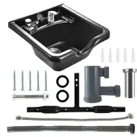 Happyment Bolt Edge Haarwasbak - Zwarte Kappers Salon Wastafel - Kapperswasbak voor Professioneel Gebruik