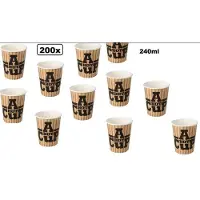 TakeAware 200x Big Koffie beker A hot cup 240ml - koffie thee warme drank soep carnaval thema feest kantine festival grappig en fout