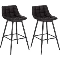 Bolt Barkruk Zizi Industrial - Antraciet - Barkrukken set van 2 - Barstoel Kruk - Barstoelen met rugleuning - Keukenstoel - Kunstleer