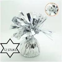 Wefiesta Ballon gewichtje 170 gr Zilver Kleur 12 stuks, Verjaardag, Themafeest, Huwelijk, Jubileum