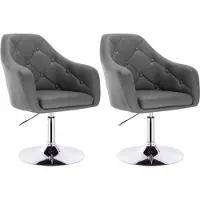 In And OutdoorMatch Set van 2 kunstleren barstoelen - stevige rugsteun - draaibaar & ergonomisch - robuust en stijlvol - geschikt voor diverse interieurs - grijs - 40 cm