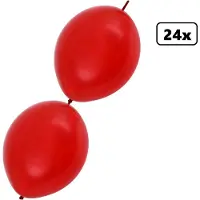 Partyxplosion 24x Doorknoop ballon rood 25cm – Link Ballon - festival gala themafeest verjaardag party trouwen