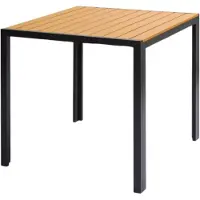 Happyment Tuintafel Vaylen - Aluminium - Voor binnen en buiten - Vierkante vijzettafel tuin - Zwart - Bistrotafel - Eettafel - Hitte- en Weerbestendig - Houtlook